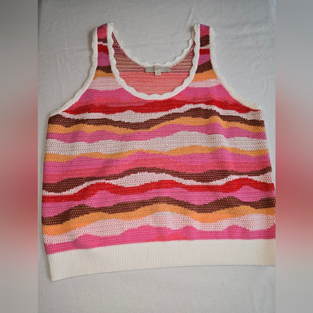 LOFT Vibrant Striped Knit Tank Top Coastal Western